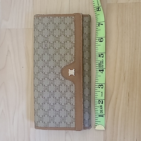 CELINE Long Wallet Macadam Pattern Leather Tan Brown Authentic - Picture 13 of 14
